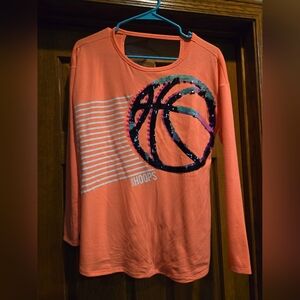 Justice Coral Sequin Basketball Long Sleeve Tee